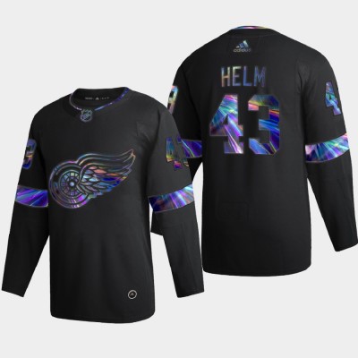 Detroit Red Wings #43 Darren Helm Men's Nike Iridescent Holographic Collection NHL Jersey - Black Men's